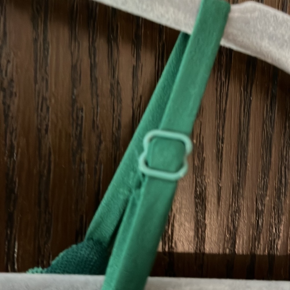 Lulus spaghetti strap dark green dress with cotton crocheted type overlay. S - Picture 6 of 10